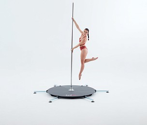 Lupit pole stage, quick lock, stainless steel long legs, 45mm, integrated silk mount