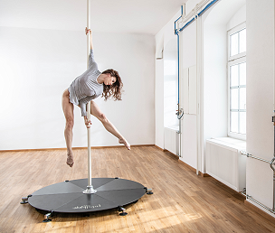 Lupit pole stage, quick lock, white, short legs 45mm, integrated silk mount